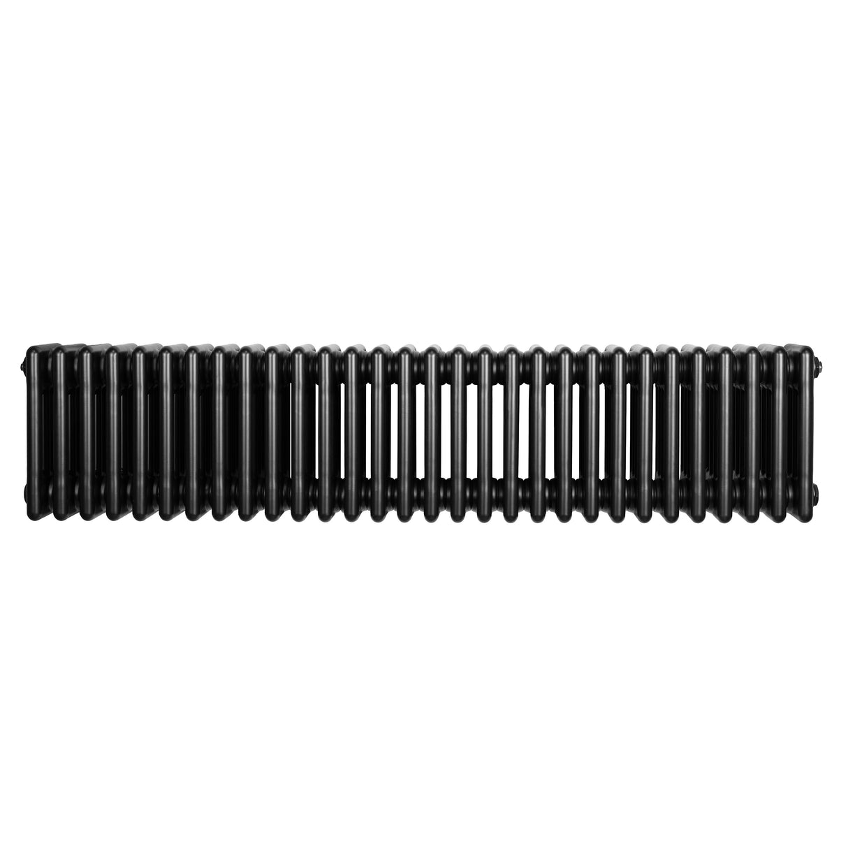 Radiador tradicional de 4 columnas en color negro, con diseño alargado y superficie lisa, ideal para calefacción eficiente