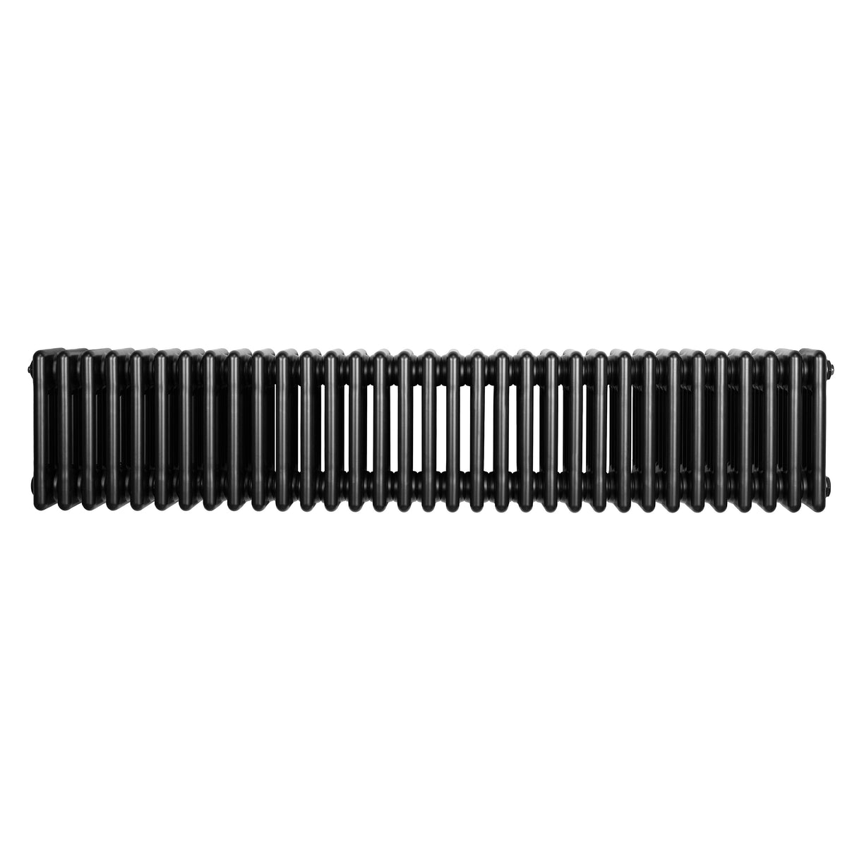 Radiador tradicional de 4 columnas en color negro, con un diseño alargado y texturizado, ideal para calefacción eficiente