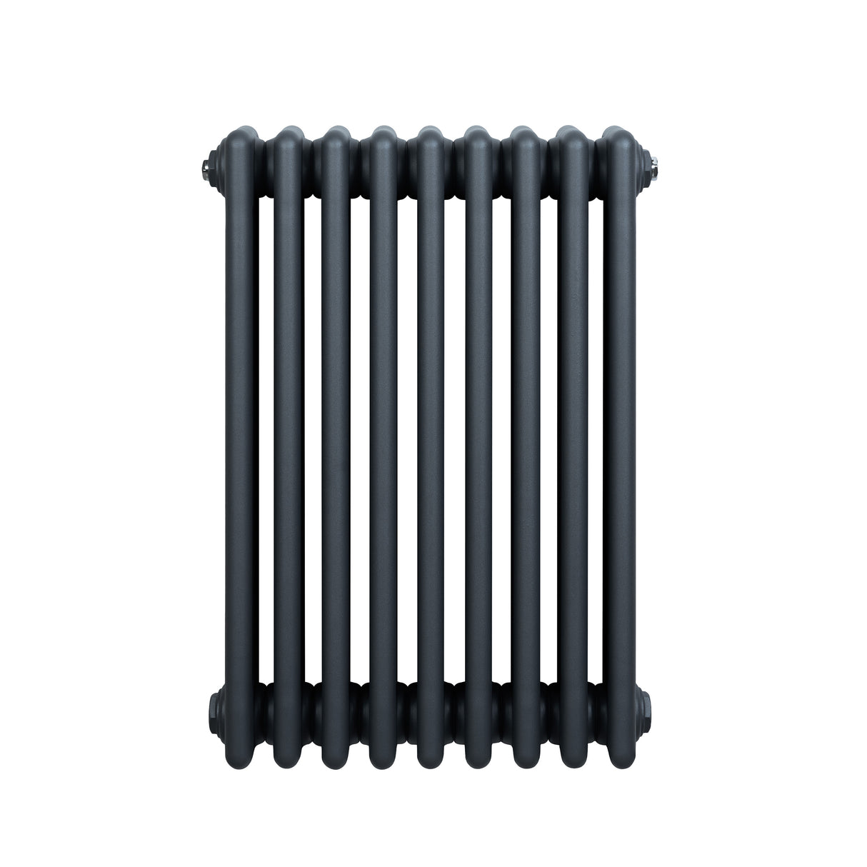 Radiador tradicional de 4 columnas en gris antracita, con un acabado liso y elegante, ideal para calefacción en espacios modernos