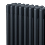 Radiador tradicional de 4 columnas en gris antracita, con un diseño elegante y acabado liso, ideal para calefacción eficiente