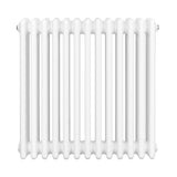 Radiador tradicional de 4 columnas en color blanco, con acabado liso y diseño compacto, ideal para calefacción eficiente en espacios reducidos