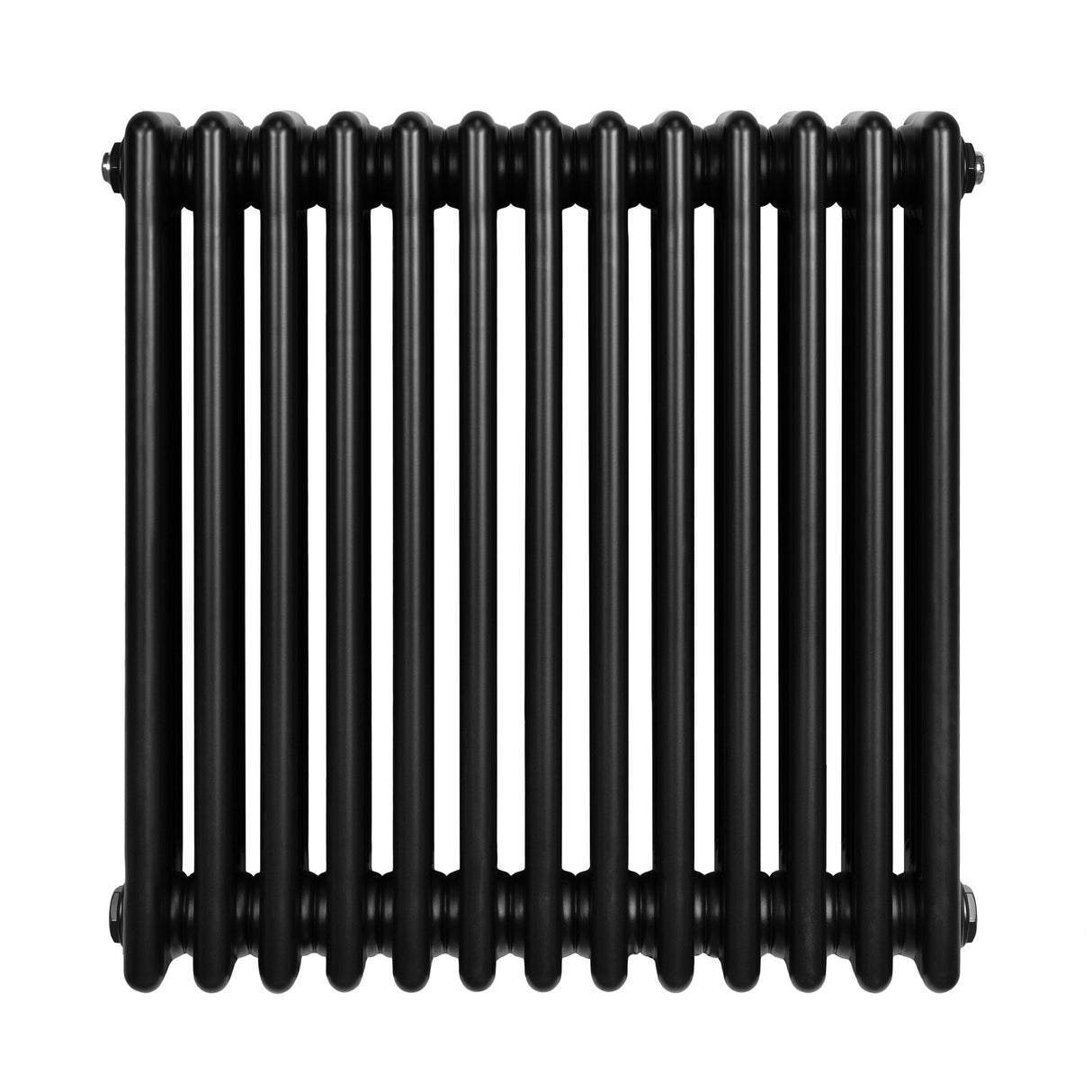 Radiador tradicional de 4 columnas en color negro, con un diseño robusto y acabado liso, ideal para calefacción eficiente
