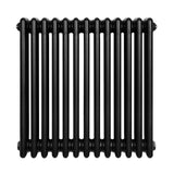Radiador tradicional de 4 columnas en color negro, con un diseño robusto y acabado liso, ideal para calefacción eficiente