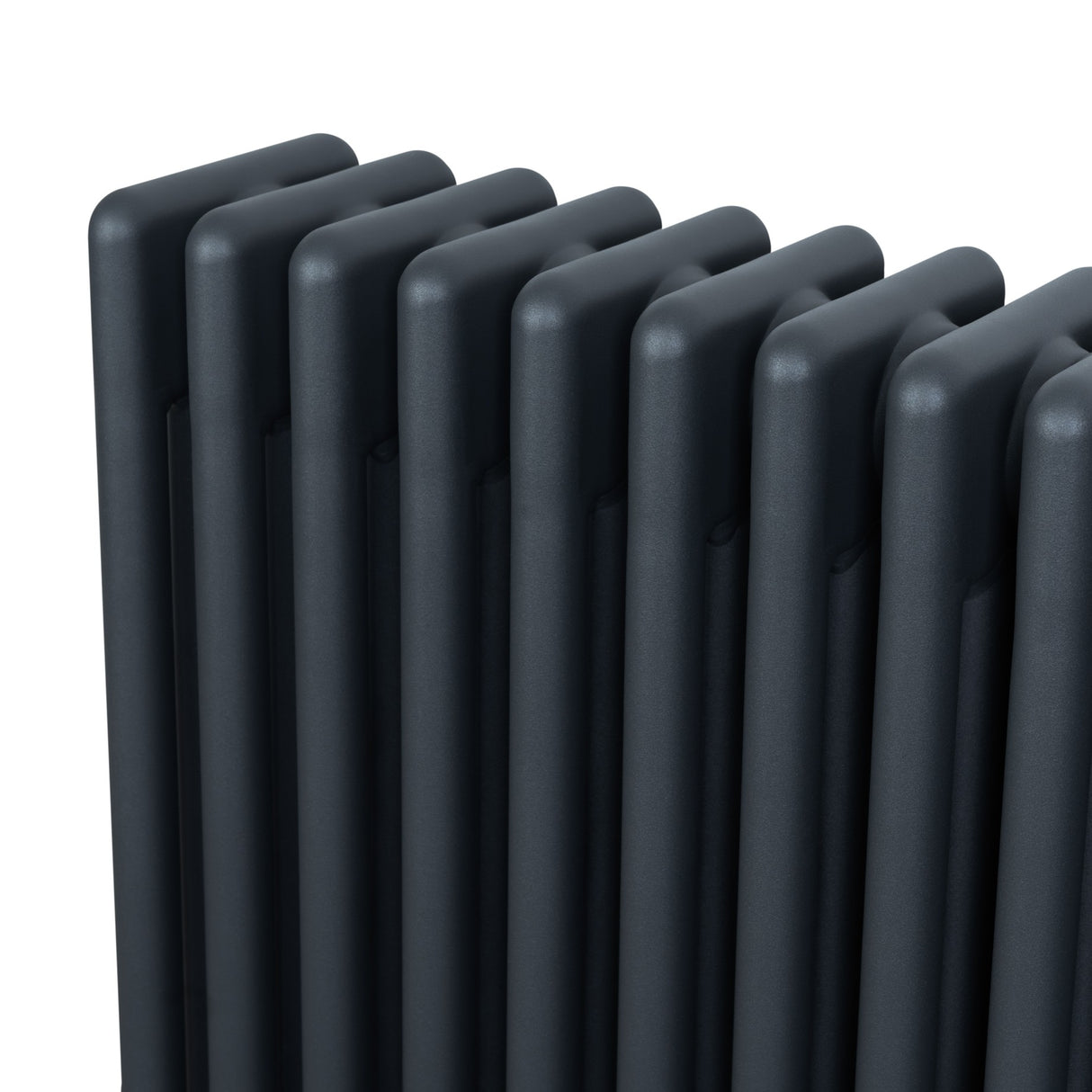 Radiador tradicional de 4 columnas en gris antracita, con un diseño elegante y acabado mate, ideal para calefacción eficiente