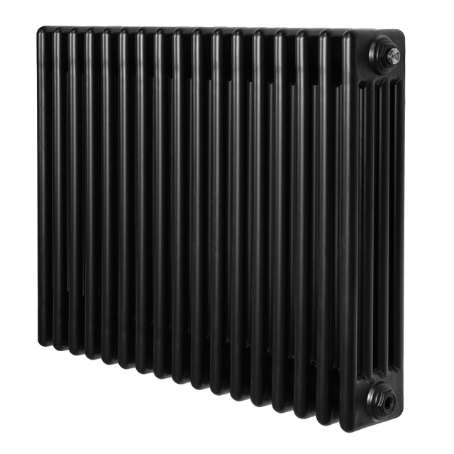 Radiador tradicional de 4 columnas en color negro, con un diseño elegante y acabado liso, ideal para calefacción eficiente