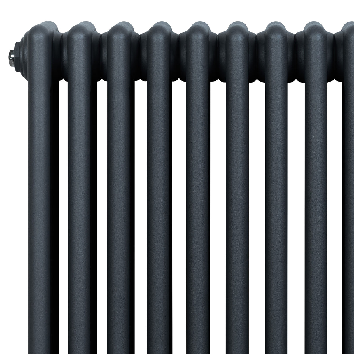 Radiador tradicional de 4 columnas en gris antracita, con un acabado mate y líneas elegantes, ideal para calefacción eficiente