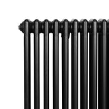 Radiador tradicional de 4 columnas en color negro, con acabado brillante y diseño elegante, ideal para calefacción en espacios modernos