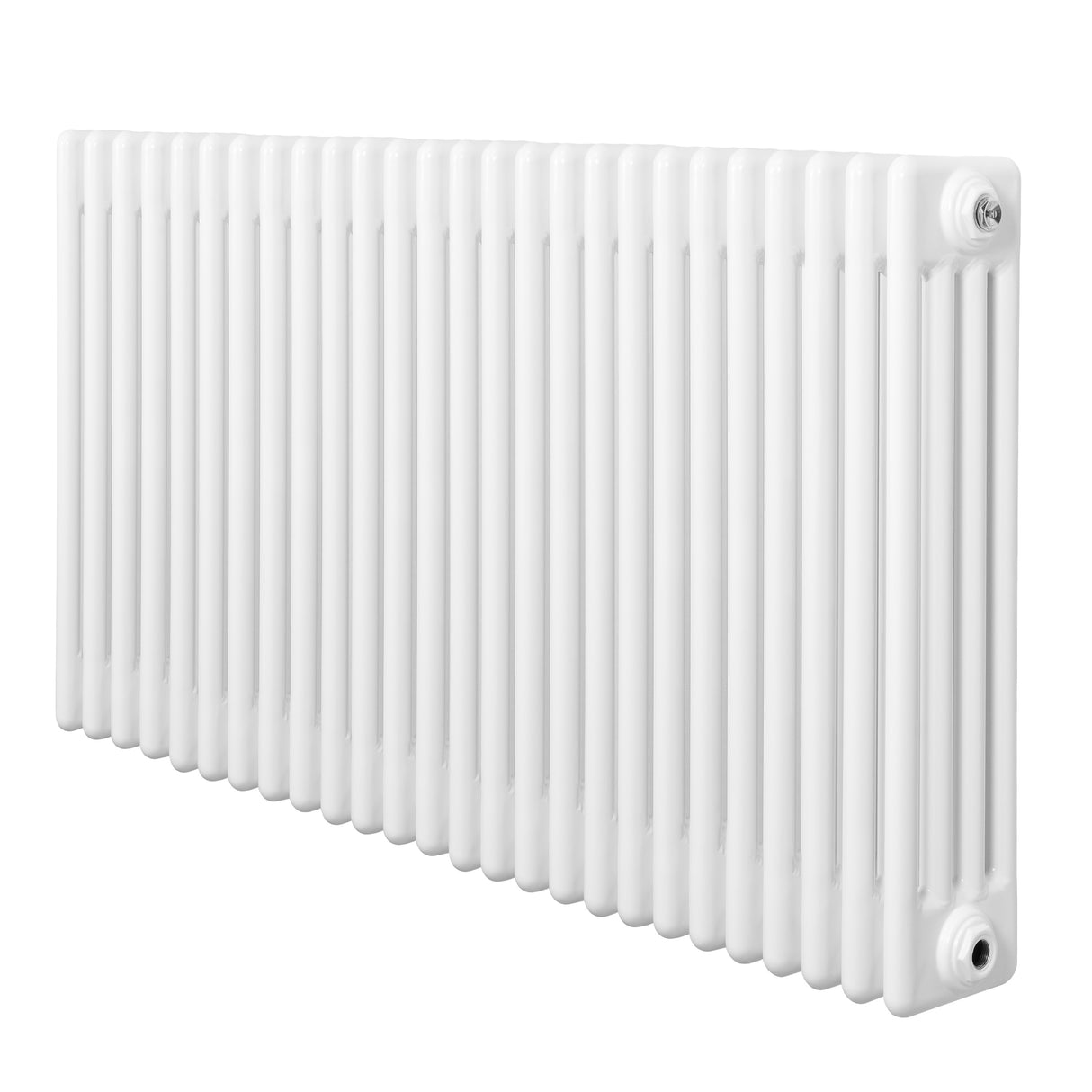 Radiador tradicional de 4 columnas en color blanco, con un acabado liso y brillante, ideal para calefacción en espacios interiores