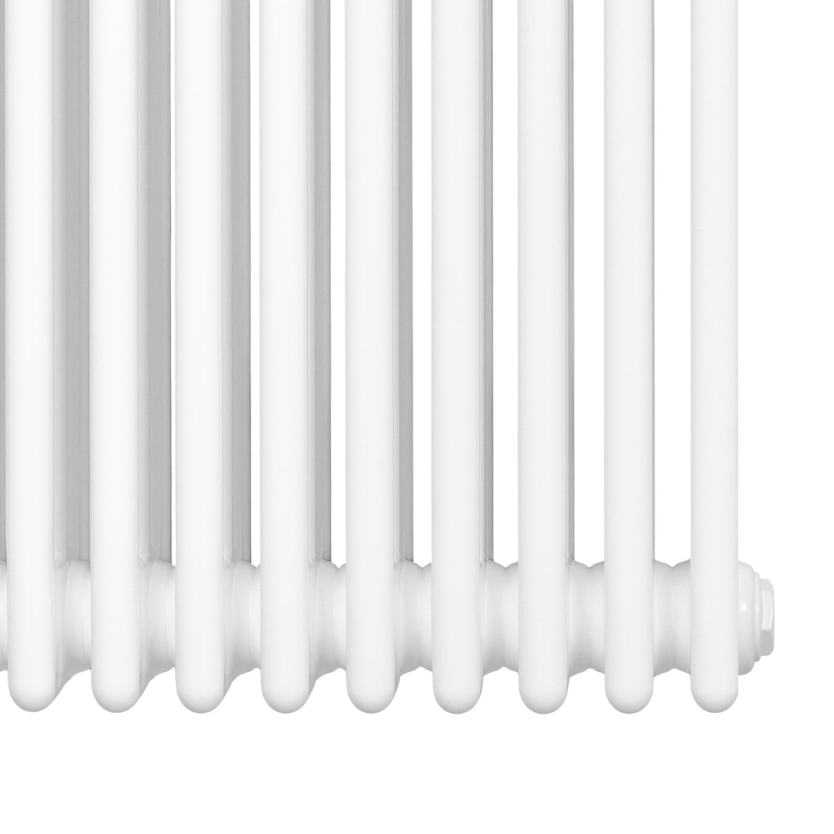 Radiador tradicional de 4 columnas en color blanco, con un acabado liso y brillante, ideal para calefacción en espacios interiores
