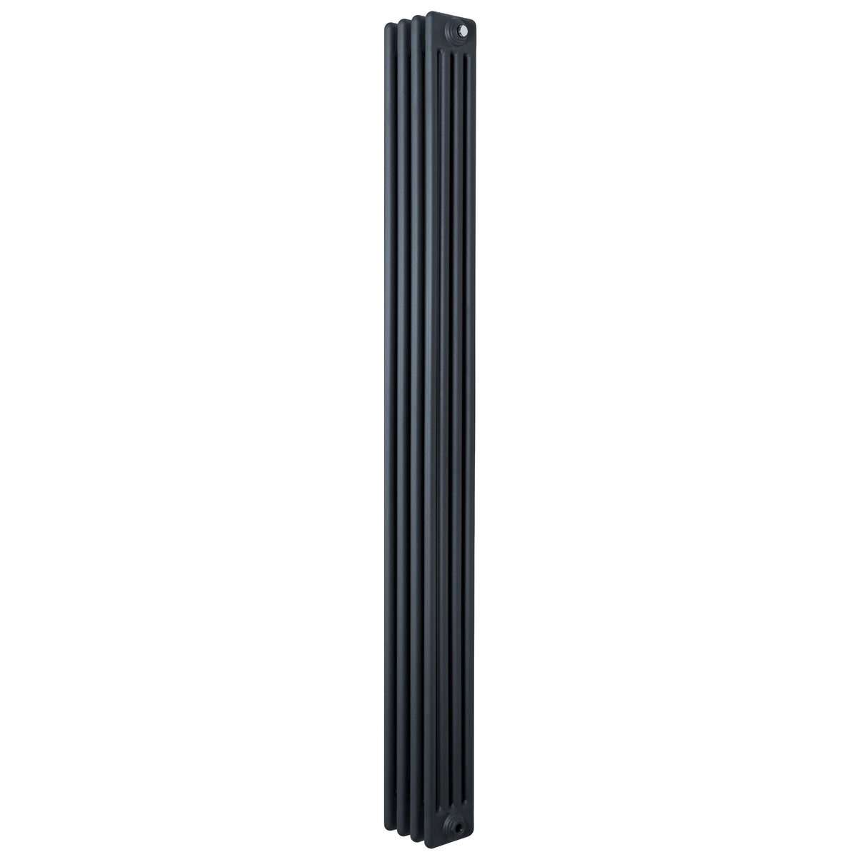 Radiador tradicional de 4 columnas en gris antracita, con diseño alargado y textura lisa, ideal para espacios modernos y elegantes