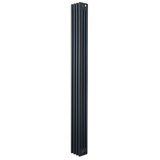 Radiador tradicional de 4 columnas en gris antracita, con diseño alargado y textura lisa, ideal para espacios modernos y elegantes