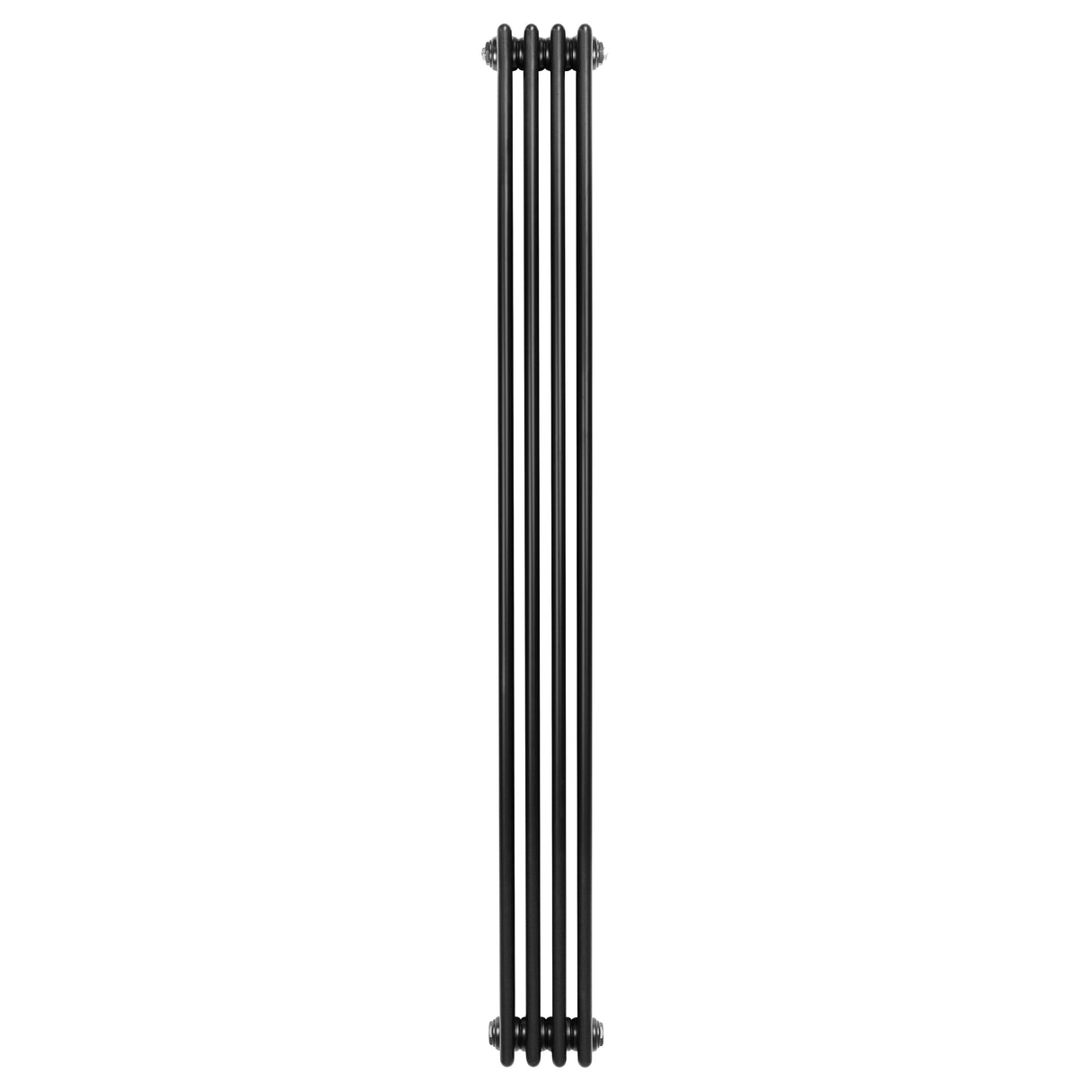 Radiador tradicional de 4 columnas en color negro, con un diseño vertical elegante y acabado liso, ideal para calefacción eficiente