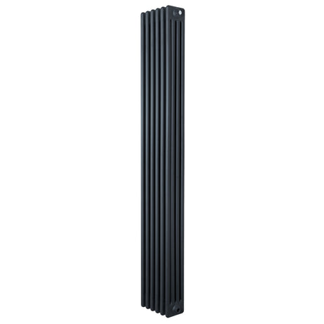 Radiador tradicional de 4 columnas en gris antracita, con un diseño vertical y acabado liso que aporta elegancia y calidez