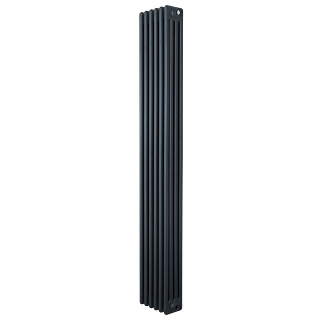 Radiador tradicional de 4 columnas en gris antracita, con un diseño vertical y acabado liso que aporta elegancia y calidez