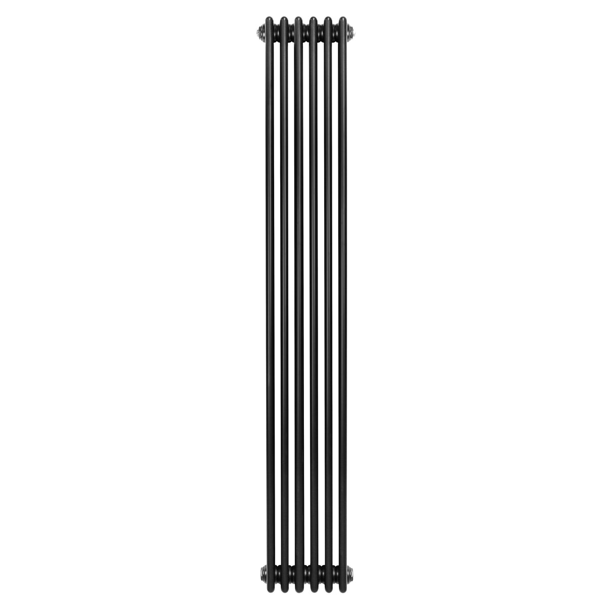 Radiador tradicional de 4 columnas en color negro, con un diseño vertical y acabado liso, ideal para espacios modernos y elegantes