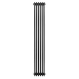 Radiador tradicional de 4 columnas en color negro, con un diseño vertical y acabado liso, ideal para espacios modernos y elegantes