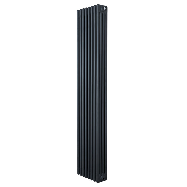 Radiador tradicional de 4 columnas en gris antracita, con un diseño vertical y acabado liso, ideal para espacios modernos y elegantes