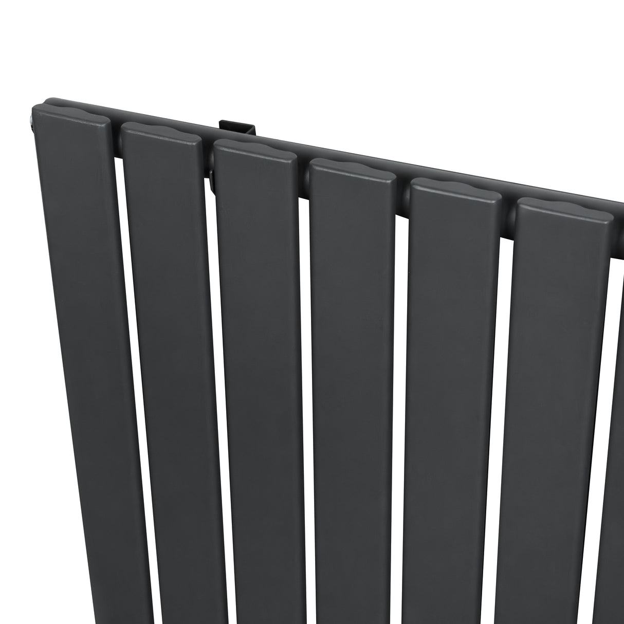 Radiador de columna única en gris antracita, con diseño moderno y lamas verticales, ideal para espacios contemporáneos y eficientes