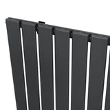 Radiador de columna única en gris antracita, con diseño moderno y lamas verticales, ideal para espacios contemporáneos y eficientes