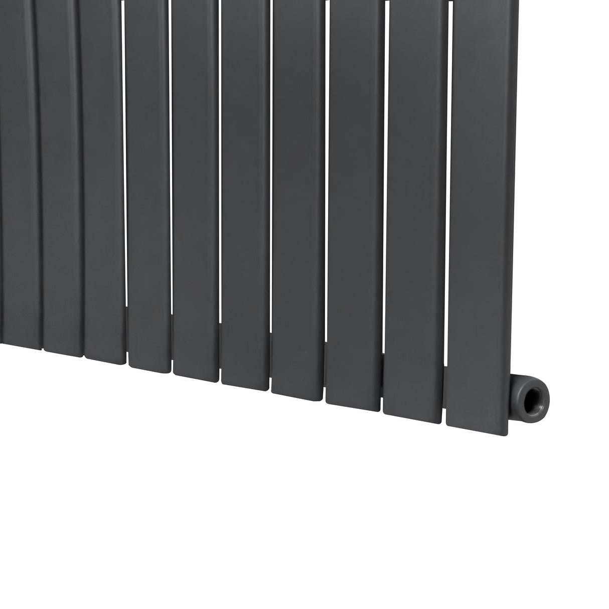 Radiador de columna única en gris antracita, con diseño moderno y líneas rectas, ideal para espacios contemporáneos y elegantes