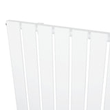 Radiador de columna única en color blanco, con diseño moderno y lamas verticales, ideal para calefacción eficiente en espacios reducidos