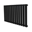 Radiador de columna única negro, 600 mm x 910 mm, con diseño moderno de lamas rectangulares y acabado mate elegante