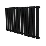 Radiador de columna única negro, 600 mm x 910 mm, con diseño moderno de lamas rectangulares y acabado mate elegante