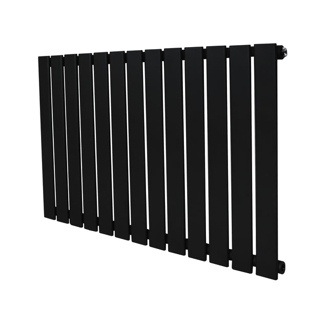 Radiador de columna única negro, 600 mm x 910 mm, con diseño moderno de lamas rectangulares y acabado mate elegante
