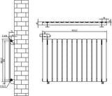 Radiador de columna única negro de 600 mm x 910 mm, con diseño rectangular y líneas verticales, ideal para calefacción eficiente