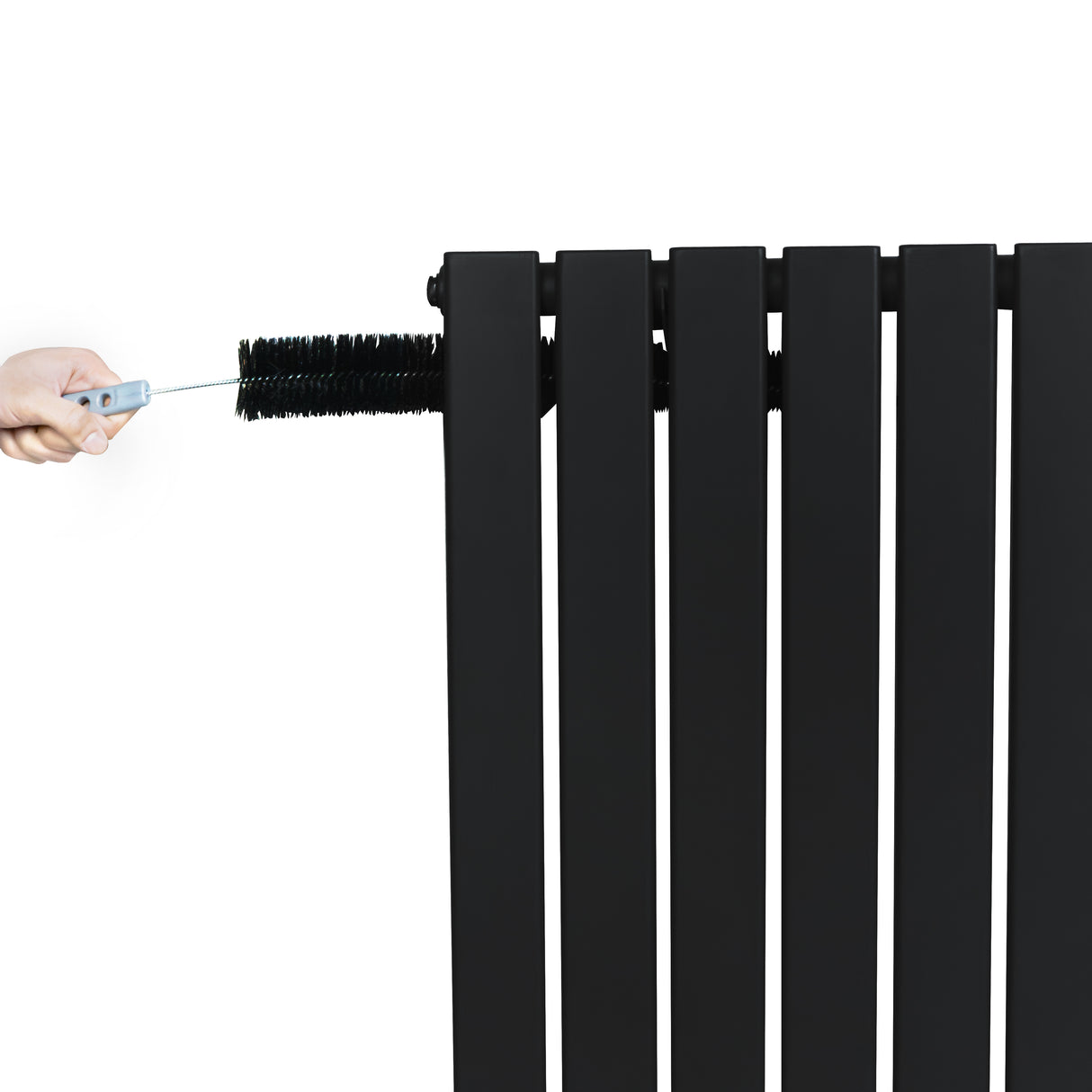 Radiador de columna única negro de 600 mm x 910 mm, con diseño elegante y moderno, ideal para calefacción eficiente en espacios reducidos