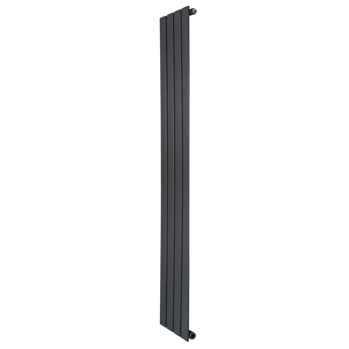 Radiador de columna única en gris antracita, con diseño vertical y superficie lisa, mide 1600 mm de alto y 280 mm de ancho