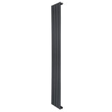 Radiador de columna única en gris antracita, con diseño vertical y superficie lisa, mide 1600 mm de alto y 280 mm de ancho