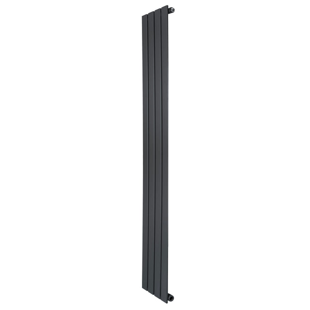 Radiador de columna única en gris antracita, con diseño vertical y superficie lisa, mide 1600 mm de alto y 280 mm de ancho