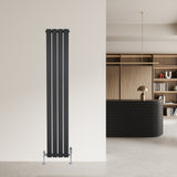 Radiador de columna única en gris antracita, 1600 mm x 280 mm, con un diseño moderno y elegante, ideal para espacios contemporáneos