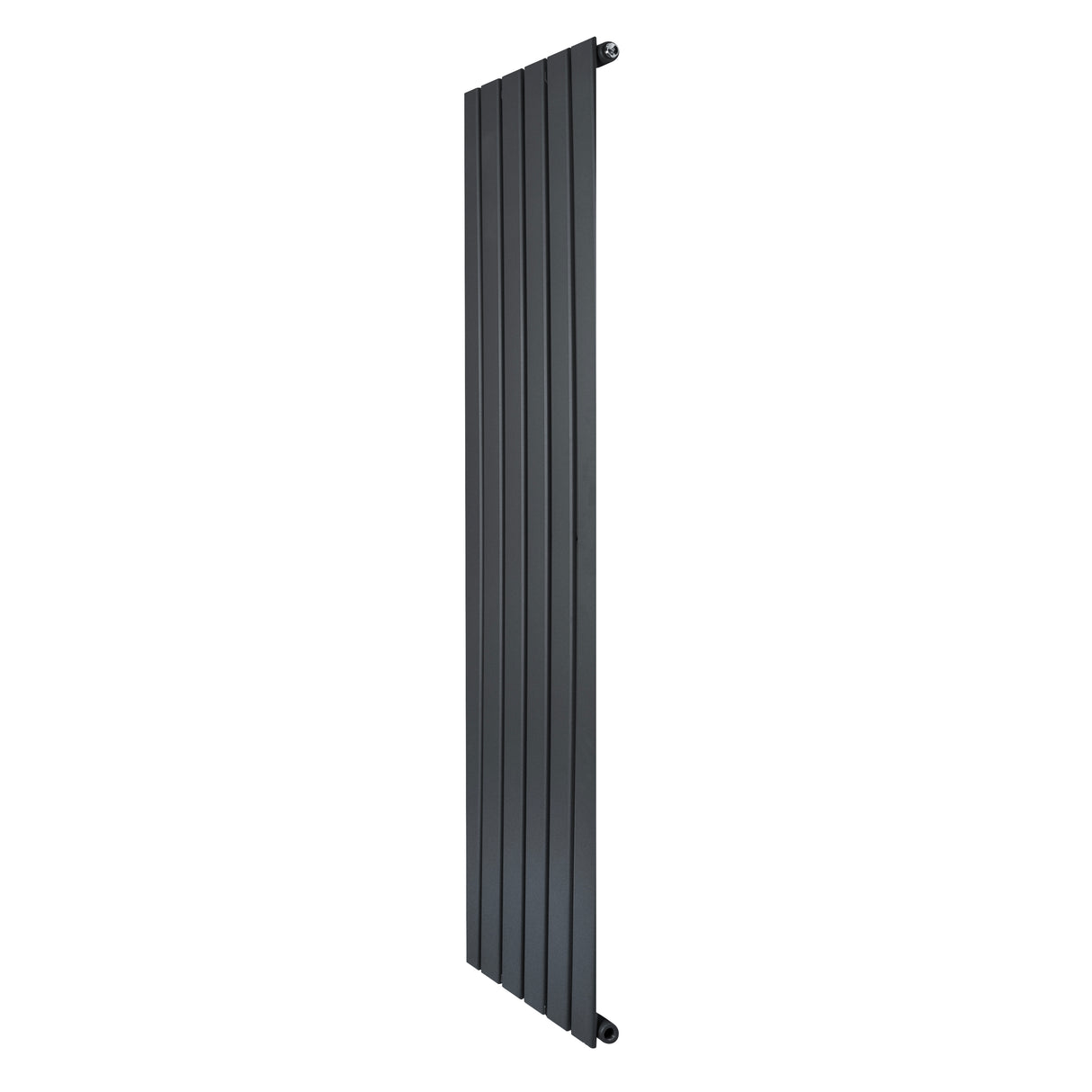 Radiador de columna única en gris antracita, con diseño vertical y acabado liso, ideal para espacios modernos y elegantes