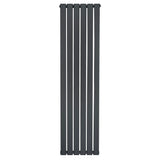Radiador de columna única en gris antracita, con un diseño vertical y moderno, mide 1600 mm de alto y 420 mm de ancho