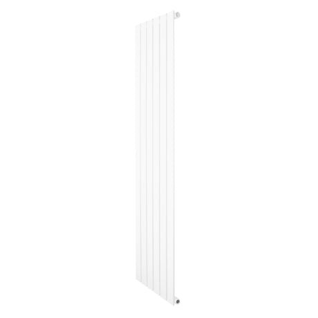 Radiador de columna única en color blanco, con un diseño vertical y acabado liso, mide 1600 mm de alto y 420 mm de ancho