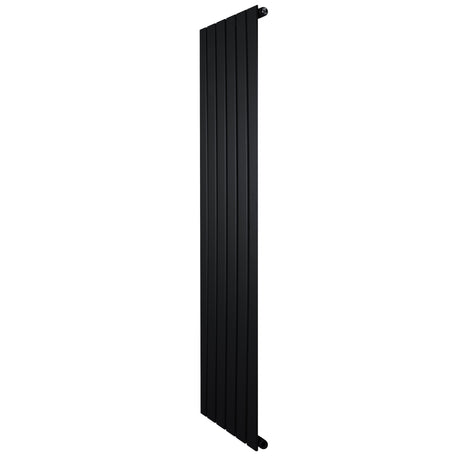 Radiador de columna única negro de 1600 mm x 420 mm, con diseño elegante y líneas rectas que aportan modernidad y calidez al espacio