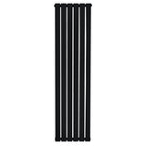 Radiador de columna única negro, 1600 mm x 420 mm, con diseño vertical y líneas rectas que aportan elegancia y modernidad