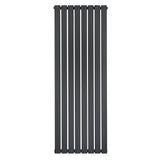 Radiador de columna única en gris antracita, con diseño vertical y acabado liso, mide 1600 mm de alto y 560 mm de ancho