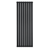 Radiador de columna negra de 1600 mm x 560 mm, con diseño vertical y acabado mate, ideal para calentar espacios modernos