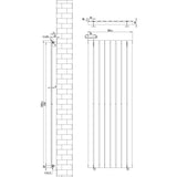Radiador de columna única negro de 1600 mm x 560 mm, con diseño vertical y acabado liso, ideal para espacios modernos y elegantes