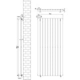 Radiador de columna única negro de 1600 mm x 700 mm, con diseño vertical y acabado liso, ideal para calefacción eficiente en espacios modernos