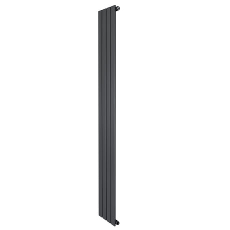 Radiador de columna única en gris antracita, mide 1800 mm de alto y 280 mm de ancho, con un diseño moderno y elegante