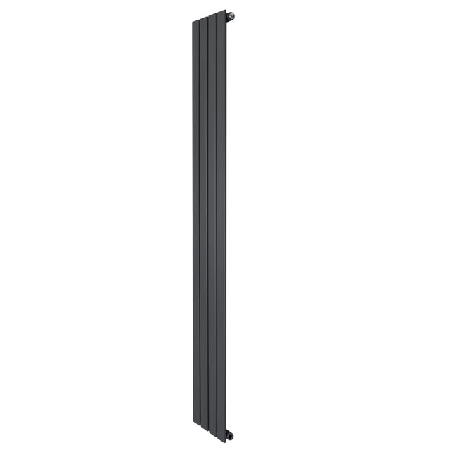 Radiador de columna única en gris antracita, mide 1800 mm de alto y 280 mm de ancho, con un diseño moderno y elegante