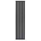 Radiador de columna única negro, 1800 mm de altura y 420 mm de ancho, con un diseño moderno y elegante de líneas rectas y acabado mate