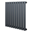 Radiador de columna ovalado en gris antracita, con diseño moderno y acabado mate, ideal para calefacción eficiente en espacios interiores