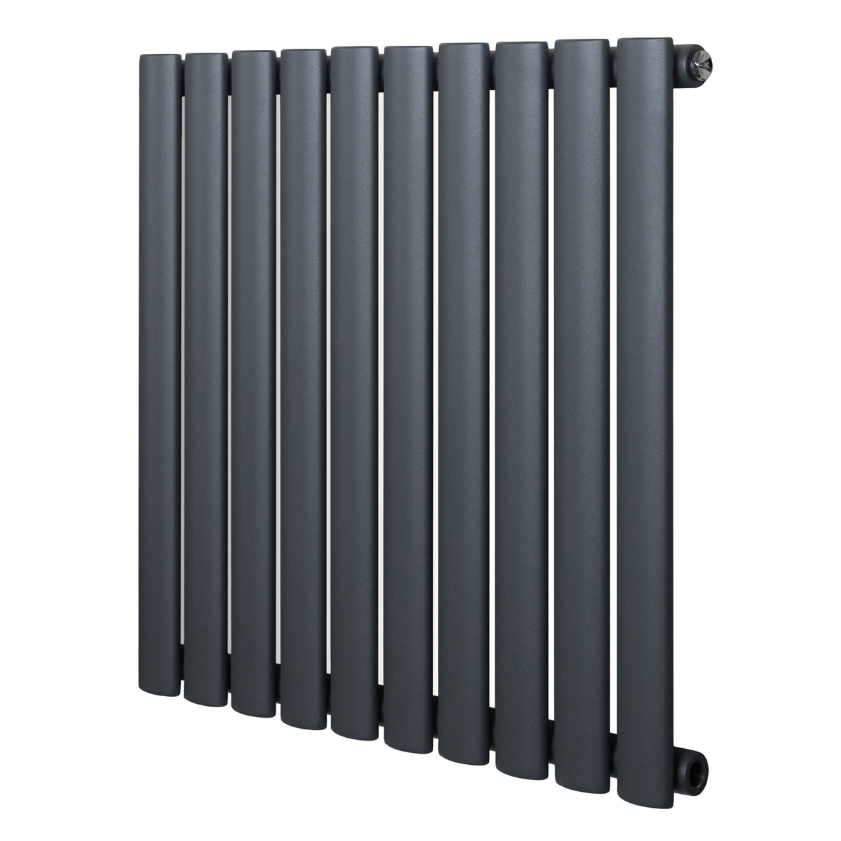 Radiador de columna ovalado en gris antracita, con diseño moderno y acabado mate, ideal para calefacción eficiente en espacios interiores