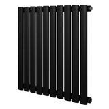 Radiador de columna ovalado negro de 600 mm x 600 mm, con acabado mate y diseño moderno, ideal para calefacción eficiente