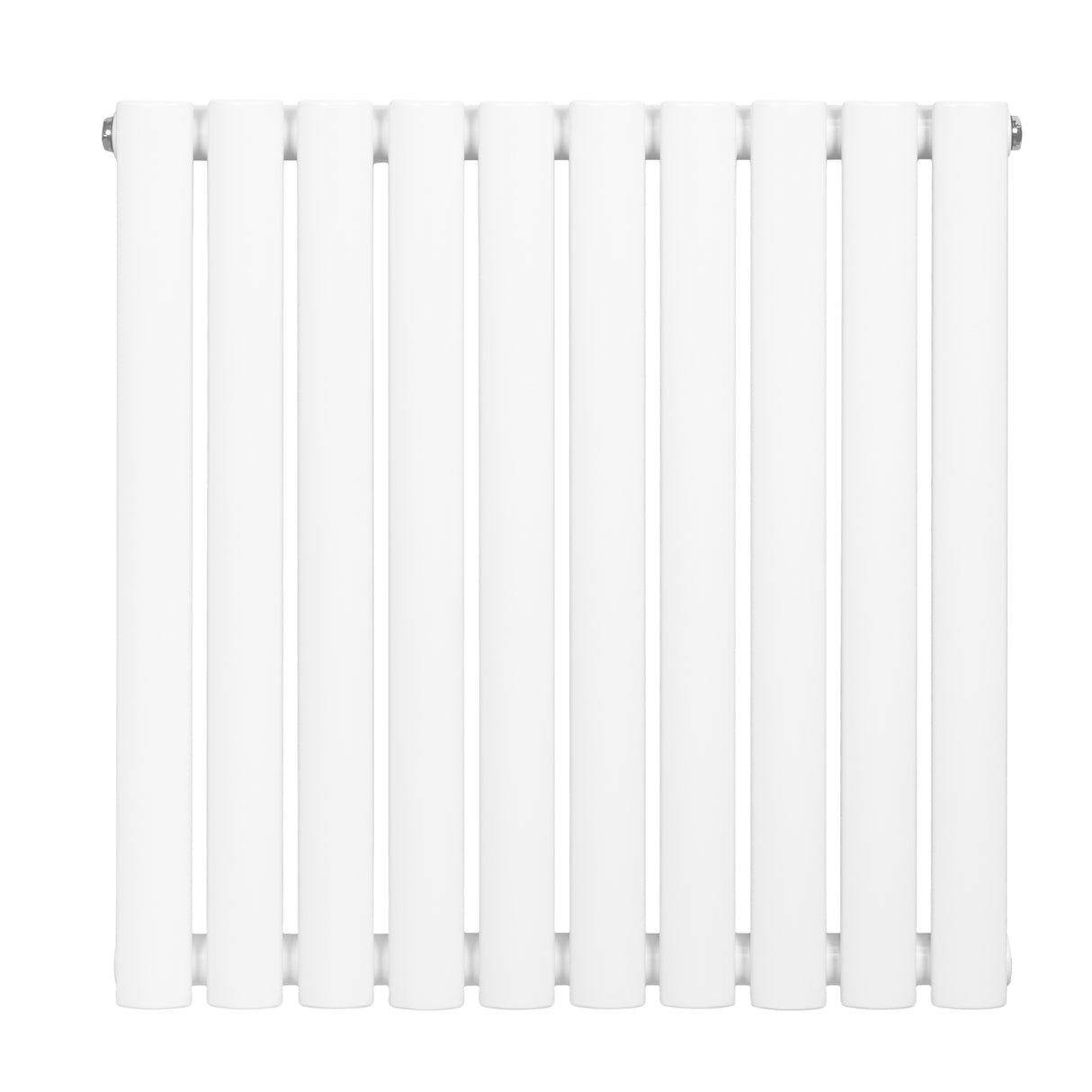 Radiador de columna ovalado en color blanco, con diseño moderno y acabado liso, ideal para calefacción eficiente en espacios reducidos